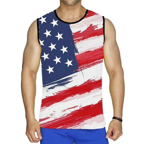cllios Men's 4th of July Tank Tops Patriotic Stars and Stripes Graphic Tees Comfortable Crewneck Top Vintage Sleeveless T Shirt Vest