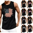 thumbnail image 1 of cllios Men's American Flag Tank Tops Patriotic 4th of July Shirts Casual Sleeveless Gym Workout Tanks USA Flag Graphic T-Shirts, 1 of 9