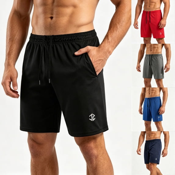 cllios Men's Athletic Shorts 5 Inch Inseam Breathable Quick Dry Fitness Shorts Solid Color Lightweight Cooling Running Short with Zipper Pockets Gray XL