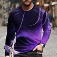 thumbnail image 1 of cllios Men's and Big Men's Long Sleeve Shirts Casual Optical Line 3D Graphic T-Shirt Fall Trendy Crewneck Pullover Soldier Tops Slim Fit Sport Tees Purple XXXXXL, 1 of 5