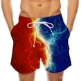 thumbnail image 1 of cllios Men's Board Shorts Fashion Color Block Swim Trunks Quick Dry Athletic Swimwear with Side Pockers Casual Drawstring Beach Shorts for Men Summer Clearance Blue M, 1 of 4