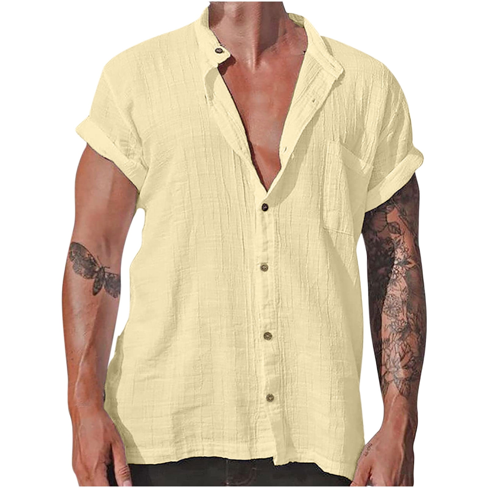 Baseball Men's Shirts Casual Cuban Guayabera Shirt Button Down Short Sleeve  Beach Hawaiian Tee Tops