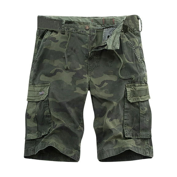 cllios Men's Camo Cargo Shorts Casual Classic Fit Work Shorts Lightweight Athletic Shorts with Multi Pockets Gifts for Men Army Green,36