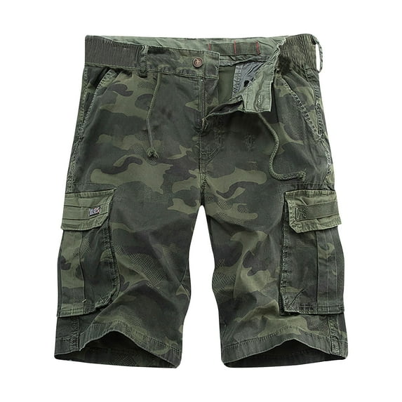 cllios Men's Camo Cargo Shorts Casual Classic Fit Work Shorts Lightweight Athletic Shorts with Multi Pockets Gifts for Men Army Green,36