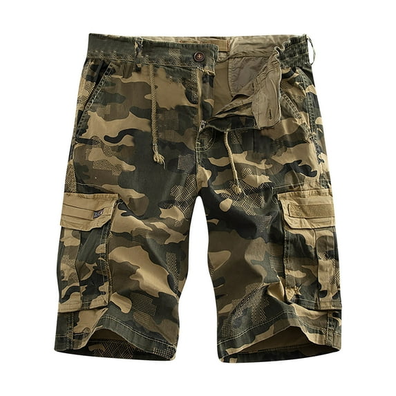 cllios Men's Camo Cargo Shorts Casual Classic Fit Work Shorts Lightweight Athletic Shorts with Multi Pockets Gifts for Men Khaki,32
