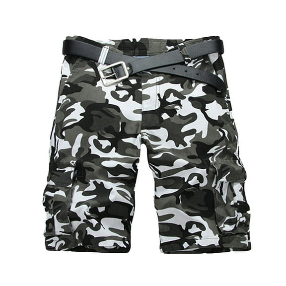 cllios Men's Camo Cargo Shorts Summer Casual Work Shorts Classic Travel Cargo Shorts with Multi Pockets Mens Cargo Shorts Gray,XL