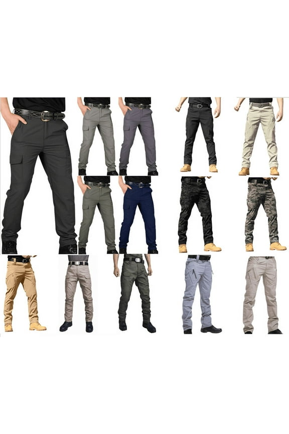 Men's Cargo Pants Water Resistant Military Cargo Pants Lightweight Hiking Work Pants Outdoor Waterproof Quick Dry Work Pants Black 5XL
