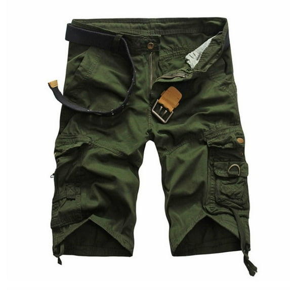 cllios Men's Cargo Shorts Outdoor Hiking Work Shorts Comfortable Workout Cargo Shorts with Multi Pockets Gifts for Men Army Green,L