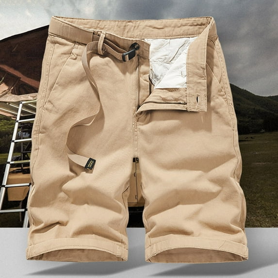 cllios Men's Cargo Shorts Summer Casual Shorts Gym Utility Cargo Shorts with Multi Pockets Fathers Day Gift Ideas Khaki,L