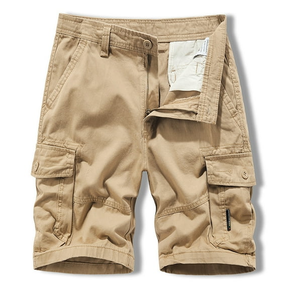 cllios Men's Cargo Shorts Summer Work Shorts Comfortable Athletic Shorts with Multi Pockets Fathers Day Gift Ideas Khaki,XL