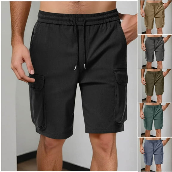 cllios Men's Cargo Shorts with Multi Pockets Lightweight Stretch Athletic Shorts Elastic Waistband Hiking Gym Beach Shorts