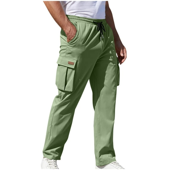 cllios Men's Casual Cargo Pants Workout Joggers Stretch Sweatpants Hiking Drawstring Tactical Pants with Multi Pockets