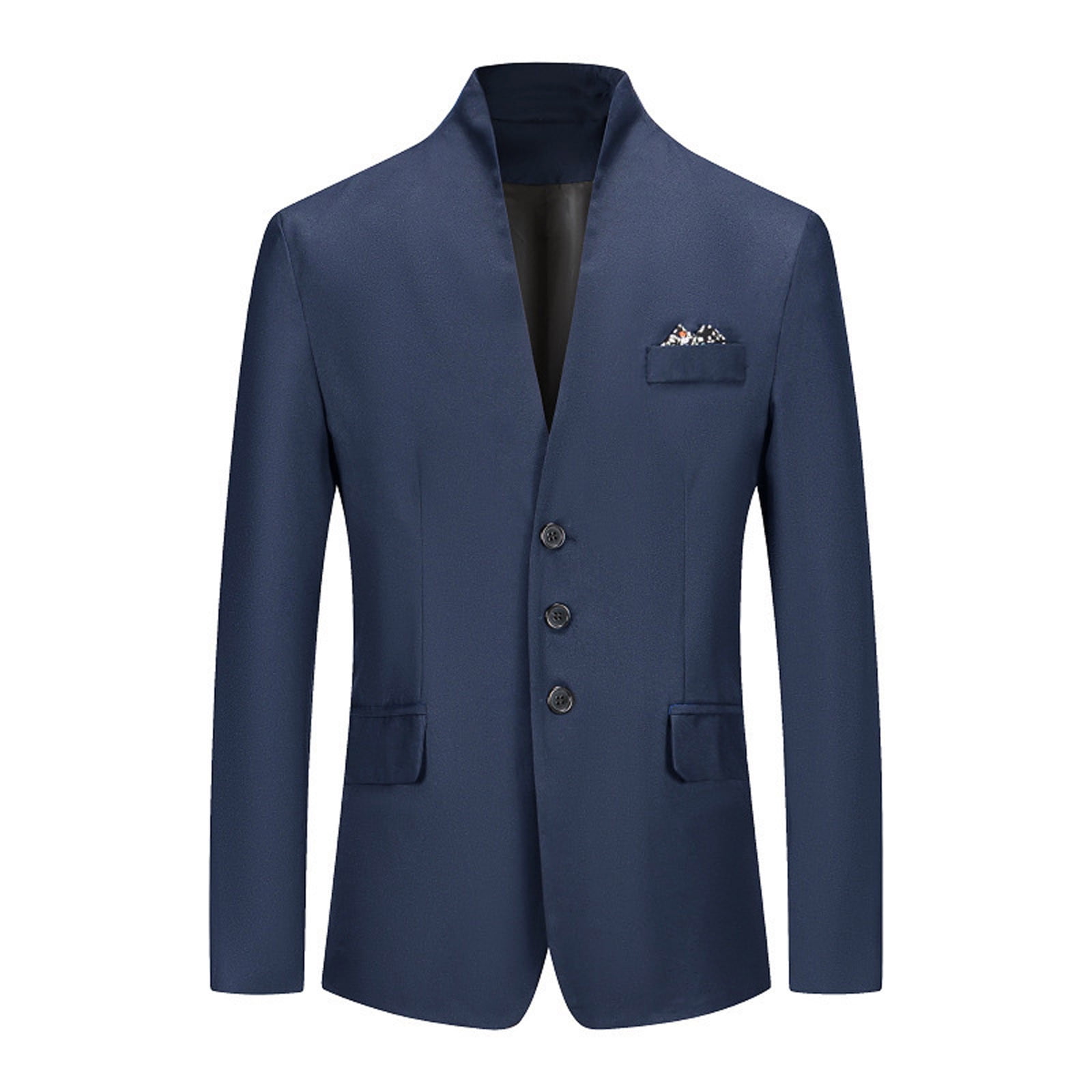 cllios Men s Classic Formal Blazer Slim Handsome Suit Jacket One Button Fashion Business Suit Blazer Jackets Sport Coat for Men Navy L Walmart