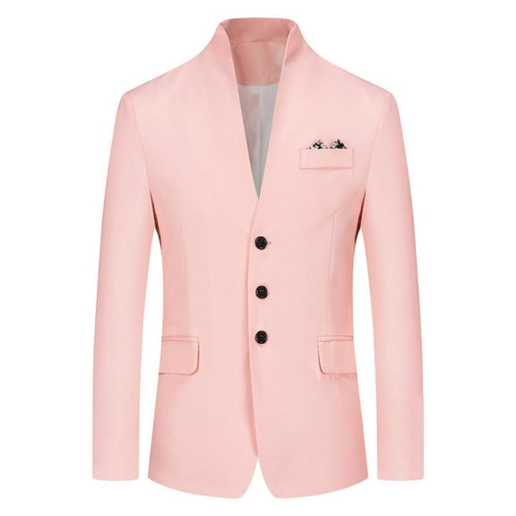 cllios Men's Classic Formal Blazer Slim Handsome Suit Jacket One Button Fashion Business Suit Blazer Jackets Sport Coat for Men Pink XXL
