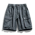 thumbnail image 1 of cllios Men's Cotton Cargo Shorts , Elastic Waist Drawstring Casual Straight Leg Shorts Outdoor Lightweight Work Shorts with Multi Pockets, 1 of 4