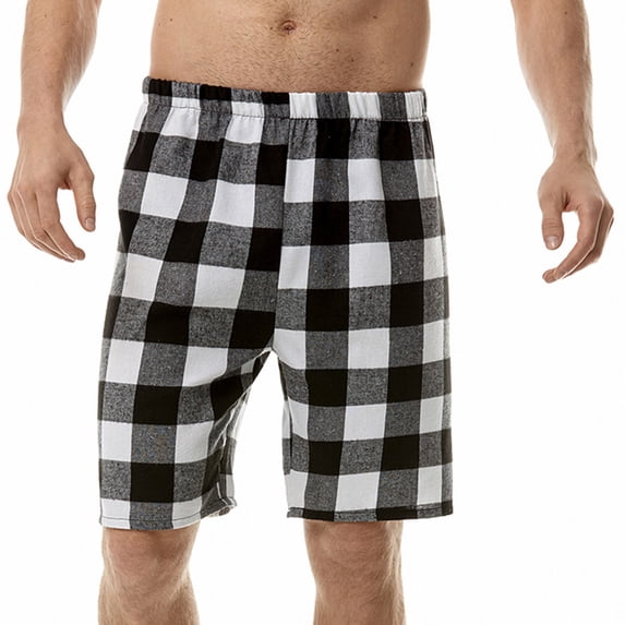 cllios Men's Cotton Flannel Pajama Shorts Classic Plaid Sleepwear Shorts Lightweight Soft Loungewear Comfortable Pajamas with Pockets