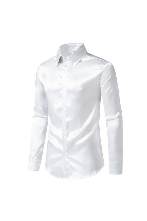 Men's Dress Shirts Metallic Disco Shiny Sequin Shirt Slim Fit Long Sleeve Button Down Nightclub Party Shirts Christmas Shirt