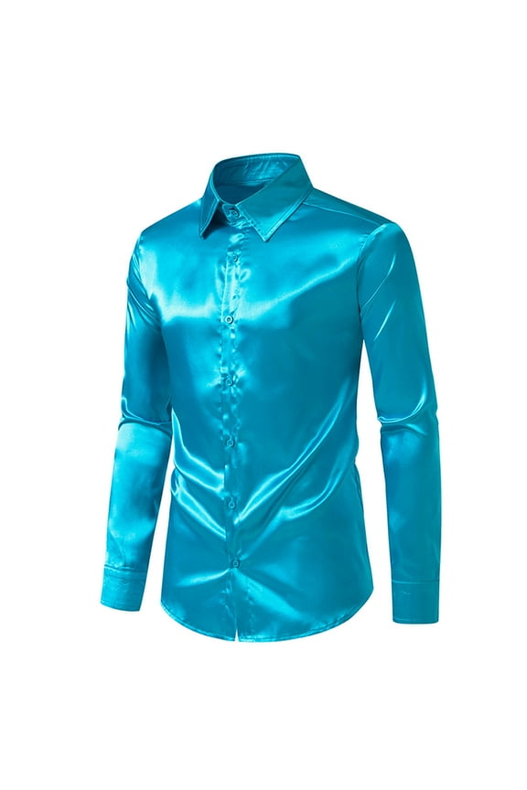 Men's Dress Shirts Metallic Disco Shiny Sequin Shirt Slim Fit Long Sleeve Button Down Nightclub Party Shirts Christmas Shirt