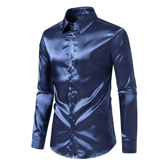 cllios Men's Dress Shirts Metallic Disco Shiny Sequin Shirt Slim Fit Long Sleeve Button Down Nightclub Party Shirts Christmas Shirt