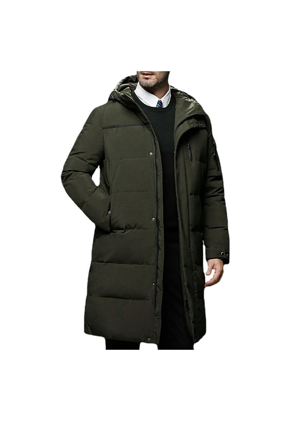 Men's Extra Long Parka Winter Coats Hooded Puffer Jacket Heavy Warm Water-resistant Outerwear Windproof Jackets for Cold Weather