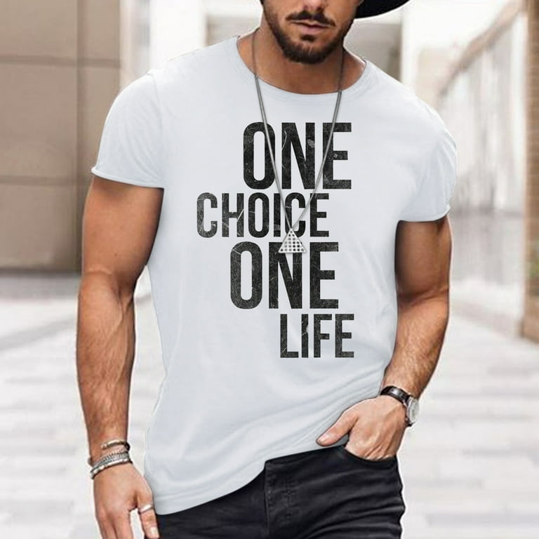 Letter Graphic Crew Neck Short Sleeve Tees, Men's Slight Stretch Casual Spring Tee Family on Print Summer Fall Gifts T Shirt, T-shirts Tops for Men