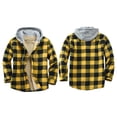 thumbnail image 1 of cllios Men's Flannel Plaid Shirt Jackets Sherpa Lined Long Sleeve Shacket Jacket Button Down Fleece Coats Winter Warm Plush Outerwear 2023 Clearance Deals Yellow M, 1 of 5