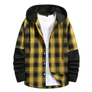 cllios Men's Flannel Shirts Big and Tall Plaid Hoodies Fall Button Down Shirt Jacket Regular Fit Long Sleeve Lightweight Jacket
