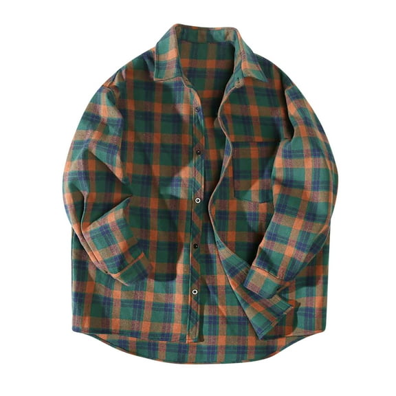 cllios Men's Flannel Shirts Casual Plaid Outerwear Fall Button Down Shirt Jacket Classic Fit Long Sleeve Jacket