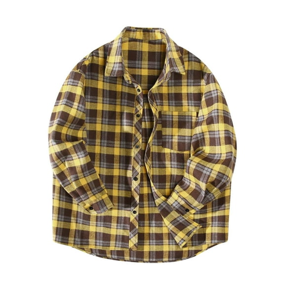 cllios Men's Flannel Shirts Casual Plaid Outerwear Fall Button Down Shirt Jacket Classic Fit Long Sleeve Jacket