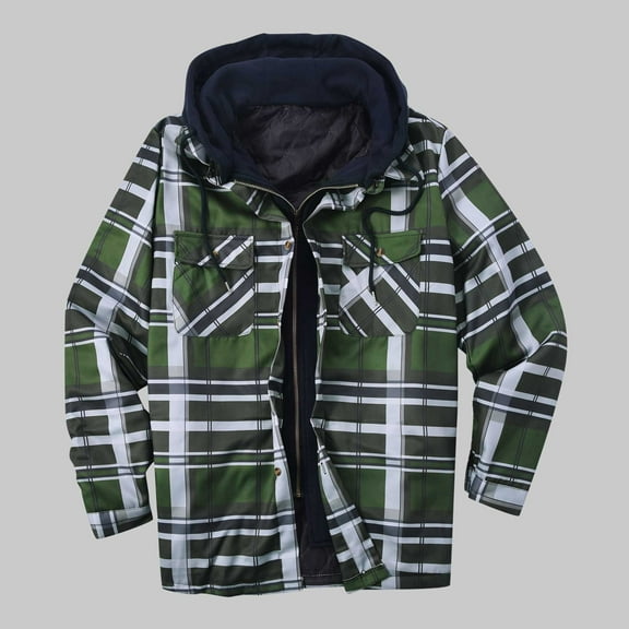 cllios Men's Flannel Shirts Plaid Hoodies Fall Button Down Shirt Jacket Classic Fit Long Sleeve Coat Fleece Jacket