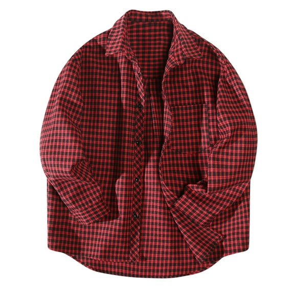 cllios Men's Flannel Shirts Plus Size Plaid Outerwear Streetwear Button Down Shirt Jacket Regular Fit Long Sleeve Cardigan Jacket