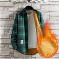 thumbnail image 1 of cllios Men's Fleece Lined Flannel Shirts Plus Size Plaid Tops Streetwear Warm Button Down Shirt Jacket Regular Fit Long Sleeve Coat Jacket, 1 of 7