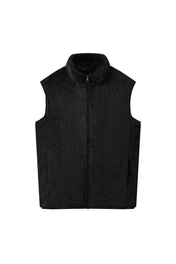 Men's Full-Zip Lightweight Polar Fleece Vest Outerwear Winter Fleece Sleeveless Coats Warm Stand Collar Mountain Vest Windproof Sleeveless Jacket for Travel Hiking Fishing Running Golf
