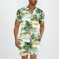 thumbnail image 1 of cllios Men's Hawaiian Outfits 2 Piece Shorts Sets Short Sleeve Button Down Shirt and Shorts Set Beach Tracksuits, 1 of 5
