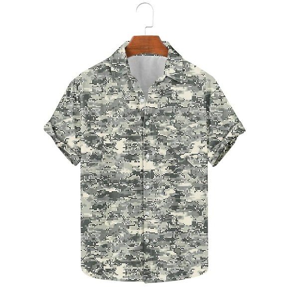 cllios Men's Hawaiian Shirt Casual Short Sleeve Button Down Shirt Summer Camo Beach Shirt Aloha Holiday Party Tops