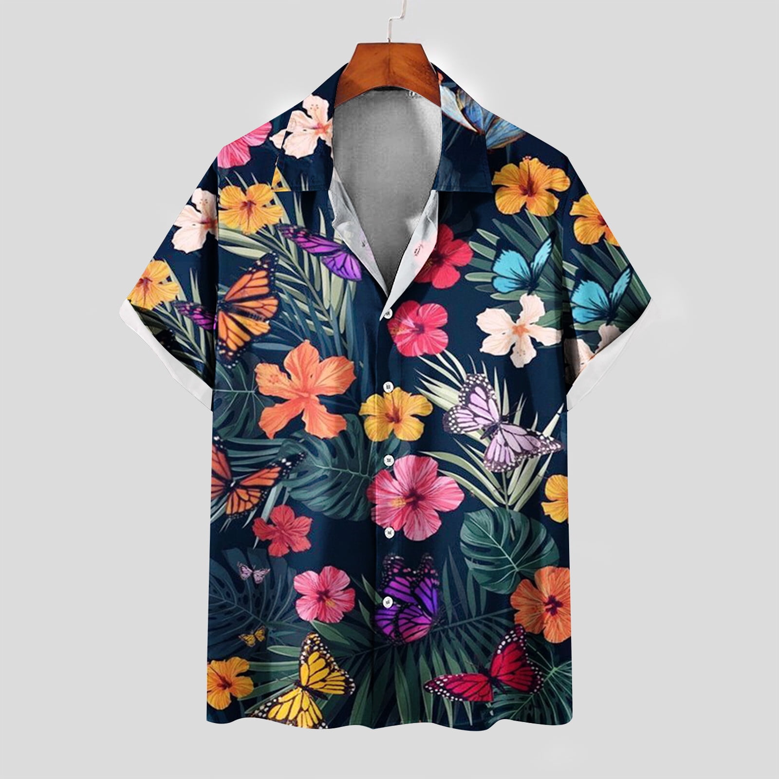 cllios Men's Hawaiian Shirt Funny Tropical Graphic Beach Shirts Aloha