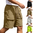 thumbnail image 1 of cllios Men's Hiking Shorts Elastic Waist Drawstring Multi Pockets Quick Dry Cargo Shorts for Camping Fishing Outdoor Coffee XL, 1 of 10