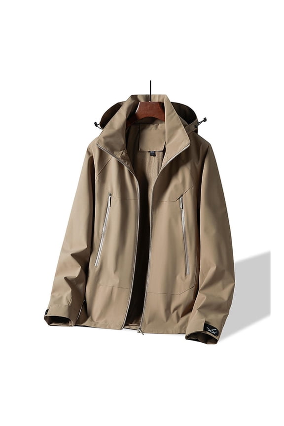 Men's Lightweight Rain Jacket Removeable Hood Waterproof Windbreaker with Zipper Pockets Soft Shell Jackets Big and Tall Casual Jackets for Men