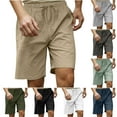 thumbnail image 1 of cllios Men's Linen Bermuda Shorts Big and Tall Casual Elastic Waist Loose Fit Summer Basic Knee Length Beach Short with Pockets, 1 of 6