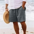 thumbnail image 1 of cllios Men's Linen Shorts Lightweight Breathable Summer Beach Shorts Classic Fit Elastic Waist Drawstring Workout Shorts with Pockets, 1 of 6