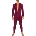 thumbnail image 1 of cllios Men's Onesie Pajamas Long Sleeve One Piece Solid Button Down Jumpsuit Romper Sleepwear, 1 of 5