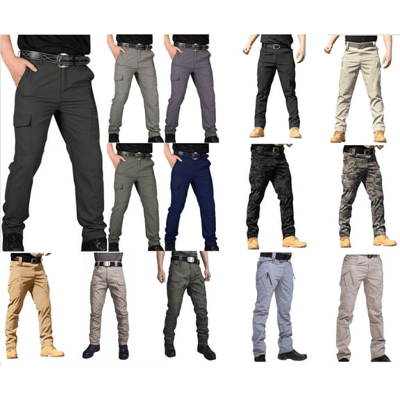 cllios Men's Outdoor Cargo Pants Rip Stop Lightweight Waterproof Military Work Cargos Work Hiking Pants Multi Pockets