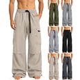 thumbnail image 1 of cllios Men's Parachute Cargo Pants with Adjustable Ankle Drawstring Wide Leg Drawstring Waist Loose Utility Trousers s-xl, 1 of 7