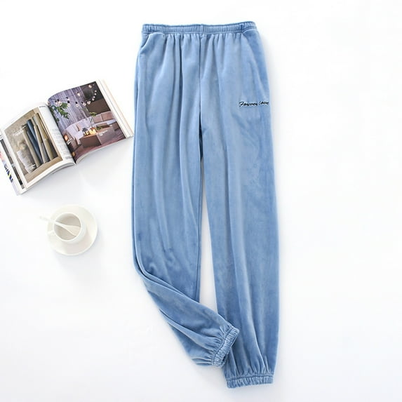 cllios Men's Plush Warm Pajama Pants, Winter Cozy Fleece Lounge Sleepwear Pj Bottoms Plus Size Fuzzy Tapered Trousers