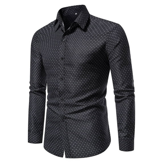 cllios Men's Polka Dot Dress Shirt Slim Fit Long Sleeve Stretch Business Shirt Casual Button Down Shirts Wrinkle Free Oxford Formal Shirt
