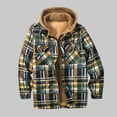 thumbnail image 1 of cllios Men's Quilted Lined Flannel Hooded Shirt Jacket, Soft Warm Long Sleeve Outdoor Cotton Plaid Shirt Jackets Full Zip Thicken Coat Outerwear, 1 of 6