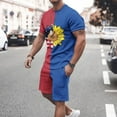 thumbnail image 1 of cllios Men's Short Sets 4th of July Red White and Blue Print Muscle Shorts Sweatsuits Independence Day Short Sleeve Patriotic Shirts and Drawstring Shorts Sets 2 Piece Outfits for Men, 1 of 5