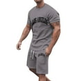 thumbnail image 1 of cllios Men's Short Sets Classic Los Angeles Letter Graphic Tracksuits Casual Short Sleeve Shirts and Elastic Waist Shorts Sets 2 Piece Workout Swearsuits with Pockets, 1 of 3