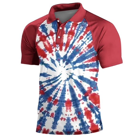 cllios Men's Short Sleeve Golf Shirt 1776 USA Flag Graphic Button Up T Shirt 4th of July Patriotic Shirts for Men Quick Dry Athletic Gym Tops