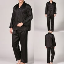cllios Men's Silk Pajamas Set 2 Piece Long Sleeve Button-Down Lounge Satin Sleepwear Pants Comfy Soft PJ Sets
